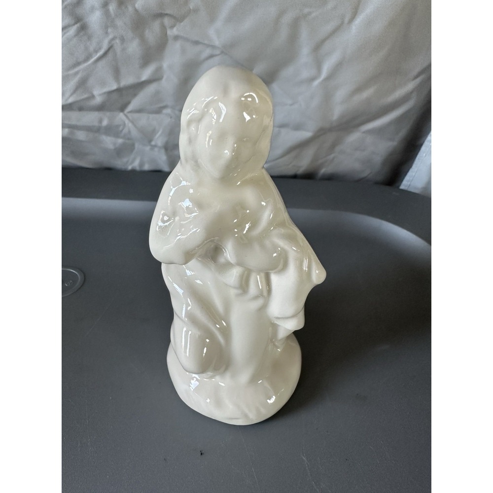 Nativity Scene Ceramic Mary White Pearlized Iridescent Vintage